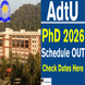 Assam down town University Releases PhD Admission 2026 Schedule; Check Dates Here